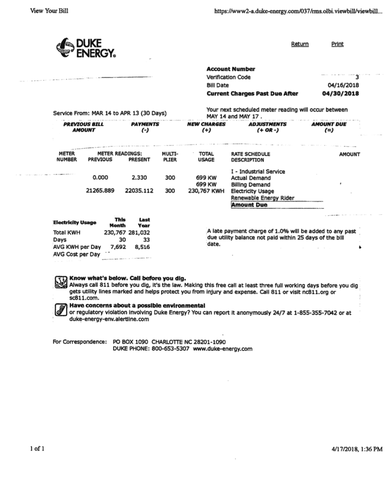 Duke Energy Bill Template